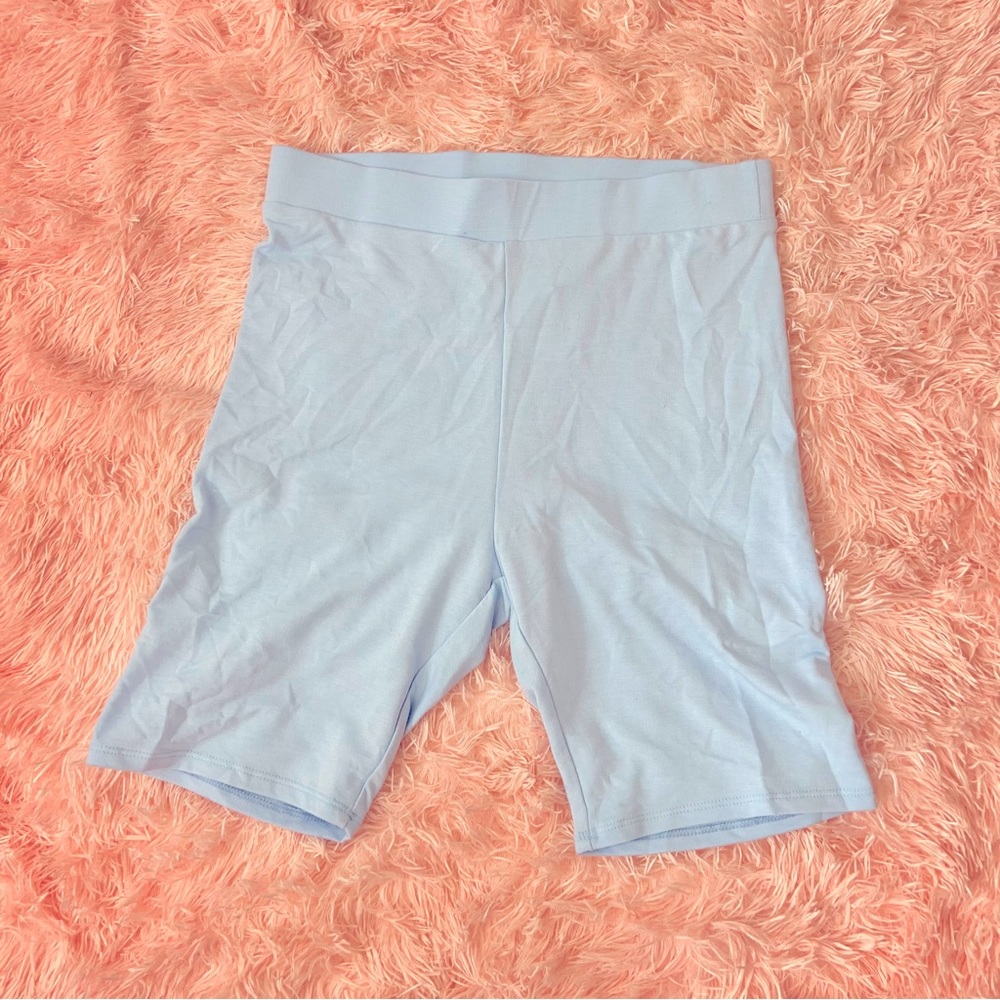Baby blue biker shorts